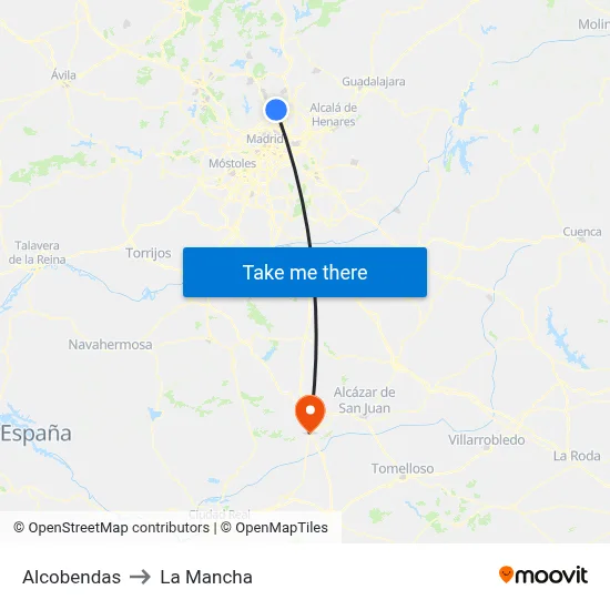 Alcobendas to La Mancha map