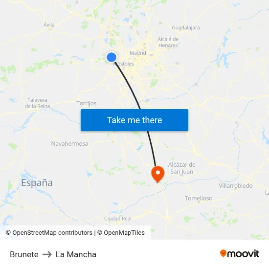 Brunete to La Mancha map