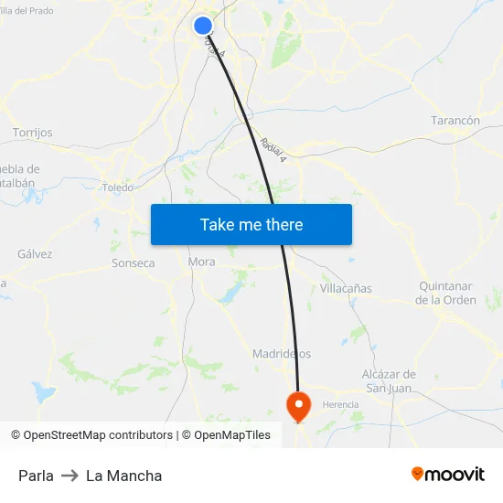 Parla to La Mancha map
