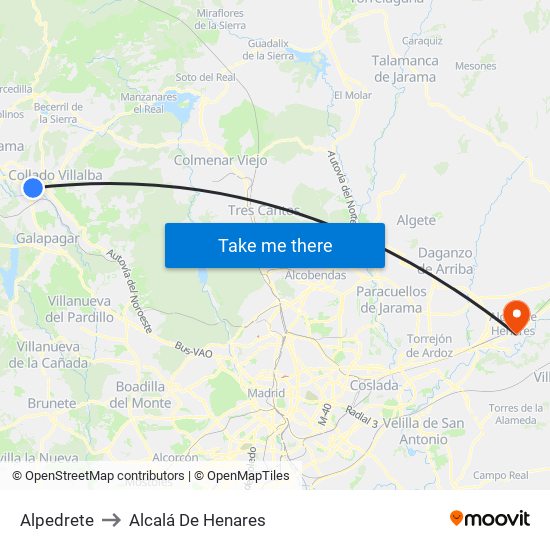 Alpedrete to Alcalá De Henares map