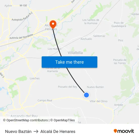 Nuevo Baztán to Alcalá De Henares map