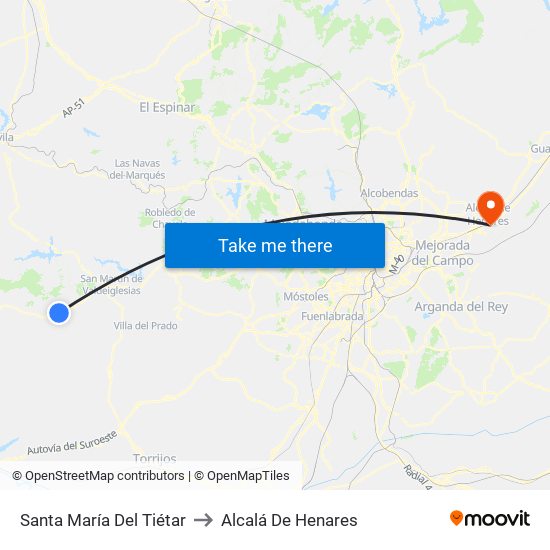 Santa María Del Tiétar to Alcalá De Henares map