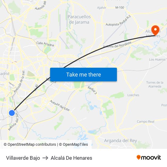 Villaverde Bajo to Alcalá De Henares map