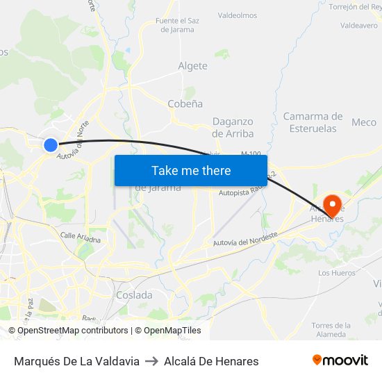 Marqués De La Valdavia to Alcalá De Henares map