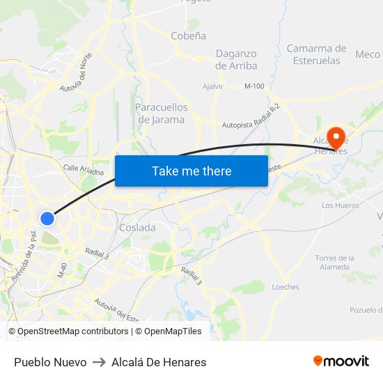 Pueblo Nuevo to Alcalá De Henares map