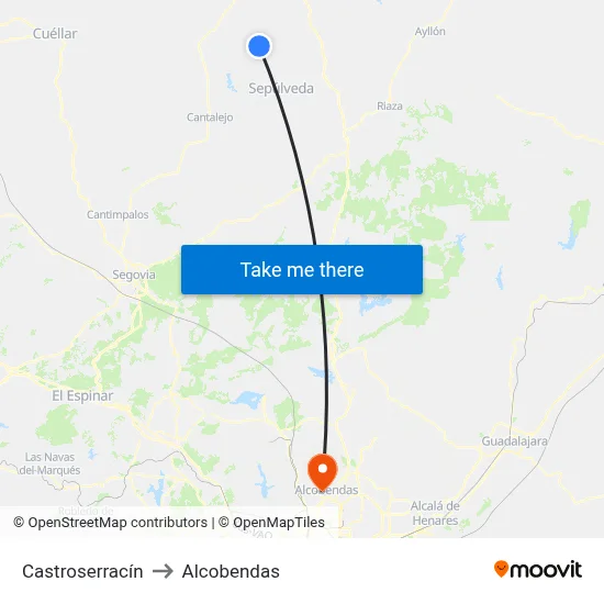 Castroserracín to Alcobendas map