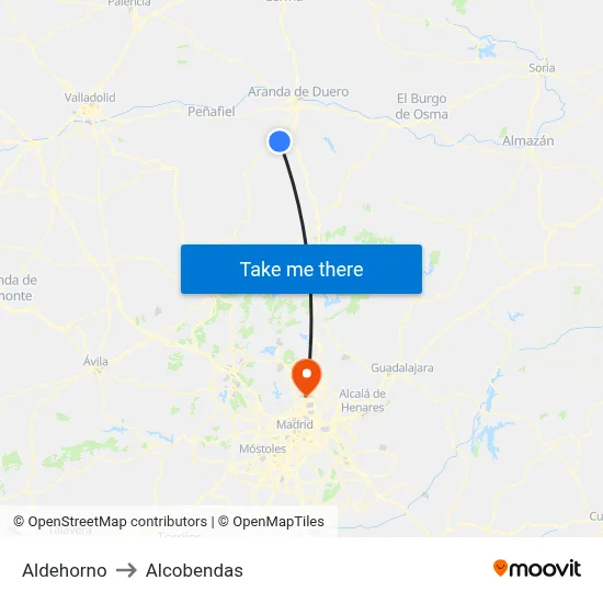 Aldehorno to Alcobendas map