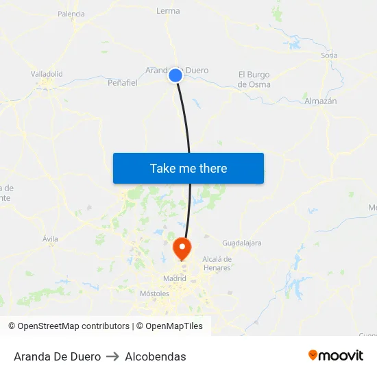 Aranda De Duero to Alcobendas map
