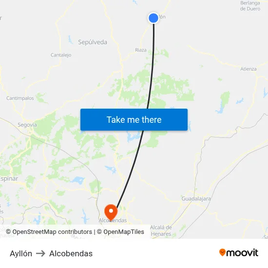 Ayllón to Alcobendas map