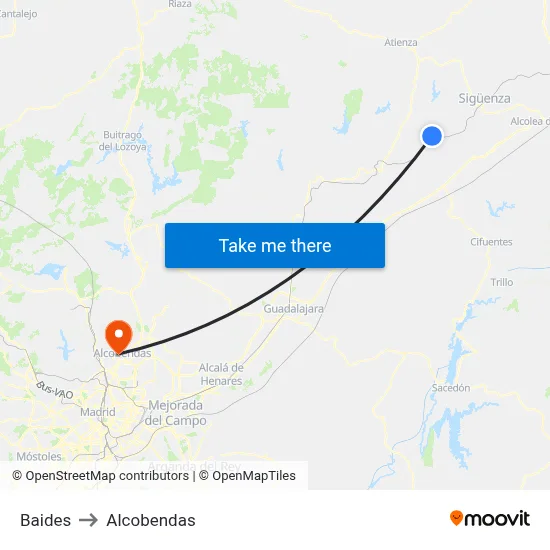 Baides to Alcobendas map