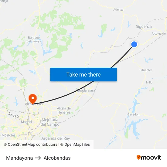 Mandayona to Alcobendas map