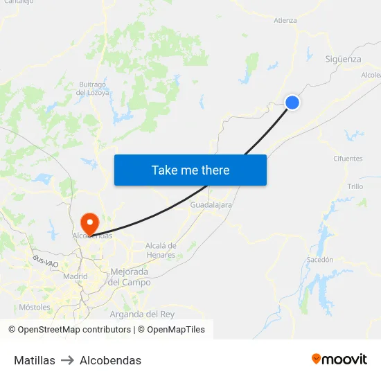 Matillas to Alcobendas map