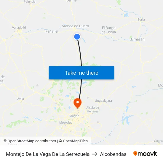 Montejo De La Vega De La Serrezuela to Alcobendas map