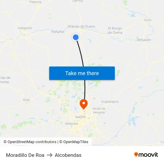 Moradillo De Roa to Alcobendas map