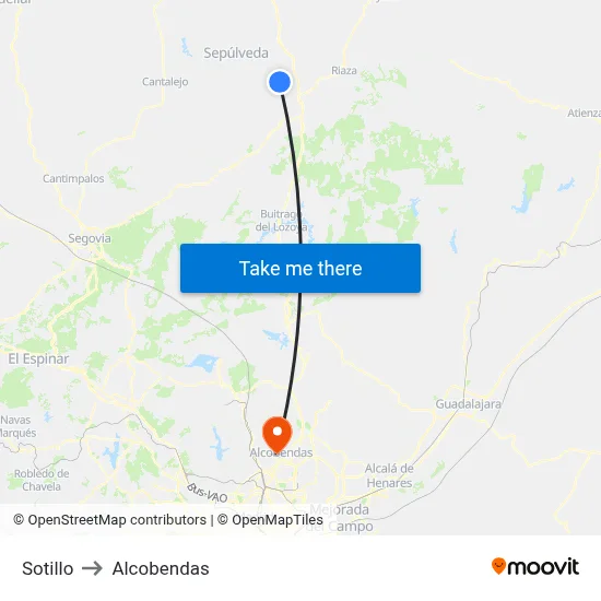 Sotillo to Alcobendas map