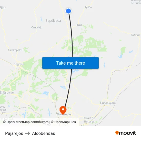 Pajarejos to Alcobendas map