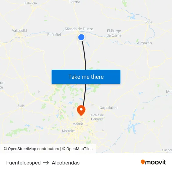 Fuentelcésped to Alcobendas map