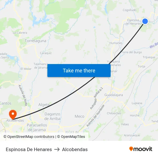 Espinosa De Henares to Alcobendas map