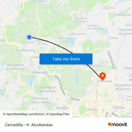 Cercedilla to Alcobendas map