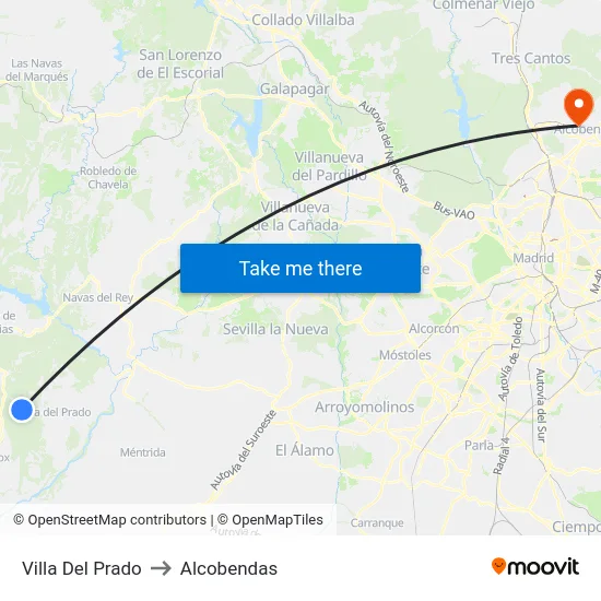 Villa Del Prado to Alcobendas map