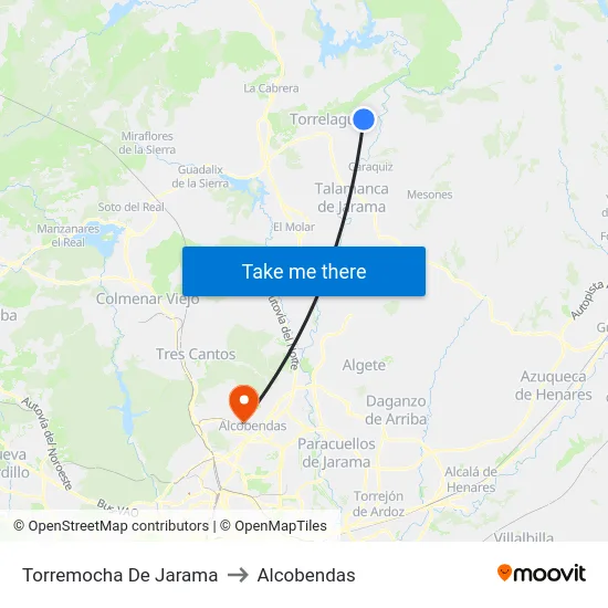 Torremocha De Jarama to Alcobendas map