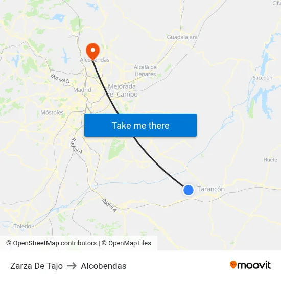 Zarza De Tajo to Alcobendas map