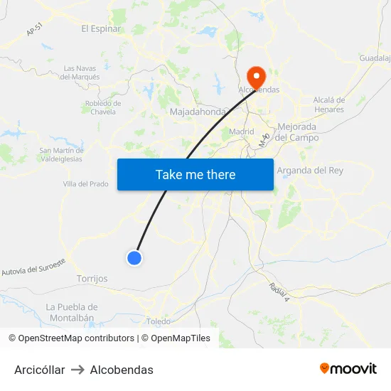 Arcicóllar to Alcobendas map