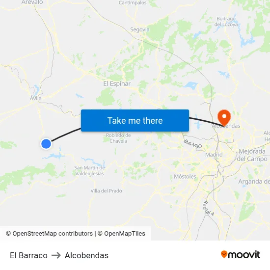 El Barraco to Alcobendas map