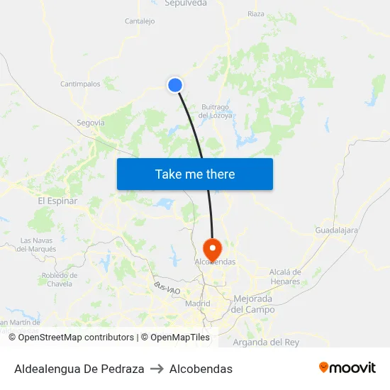 Aldealengua De Pedraza to Alcobendas map