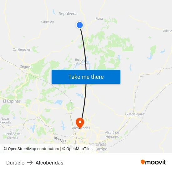 Duruelo to Alcobendas map