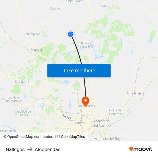 Gallegos to Alcobendas map
