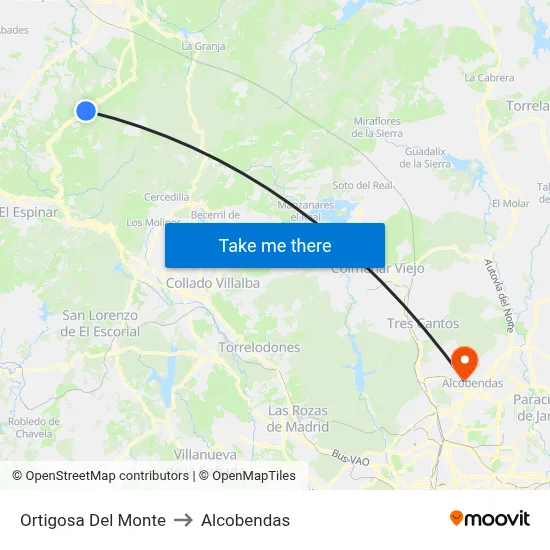 Ortigosa Del Monte to Alcobendas map