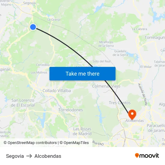 Segovia to Alcobendas map
