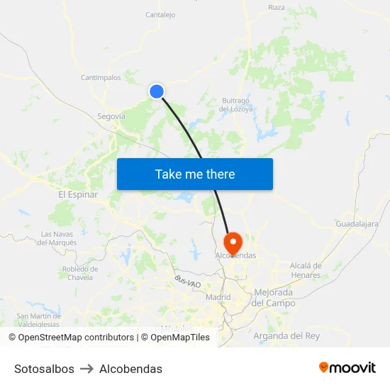 Sotosalbos to Alcobendas map