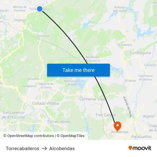 Torrecaballeros to Alcobendas map