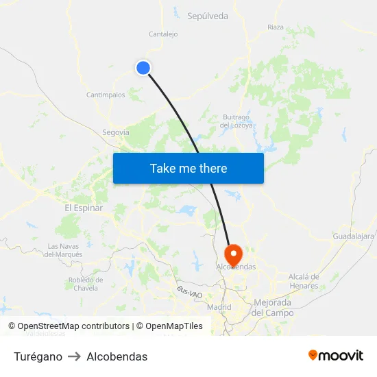 Turégano to Alcobendas map