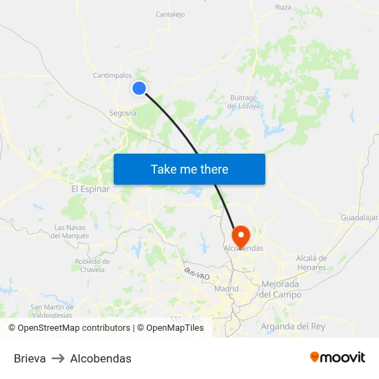Brieva to Alcobendas map
