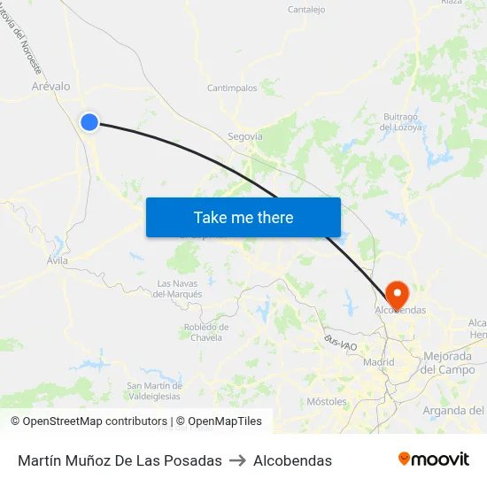 Martín Muñoz De Las Posadas to Alcobendas map