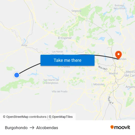 Burgohondo to Alcobendas map
