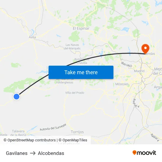 Gavilanes to Alcobendas map