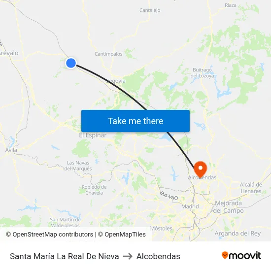 Santa María La Real De Nieva to Alcobendas map