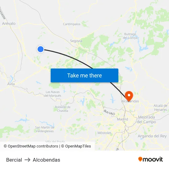 Bercial to Alcobendas map