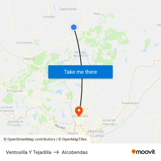 Ventosilla Y Tejadilla to Alcobendas map