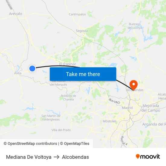 Mediana De Voltoya to Alcobendas map