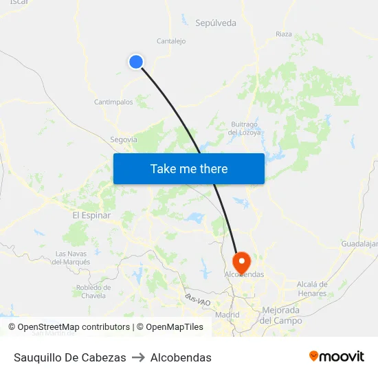 Sauquillo De Cabezas to Alcobendas map