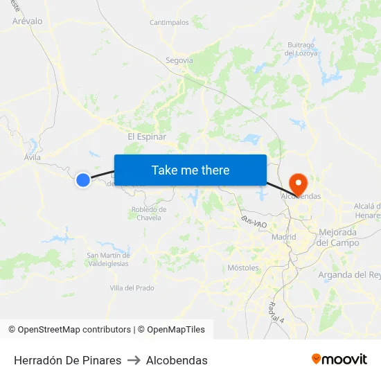 Herradón De Pinares to Alcobendas map