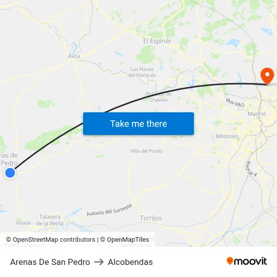 Arenas De San Pedro to Alcobendas map