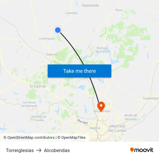 Torreiglesias to Alcobendas map