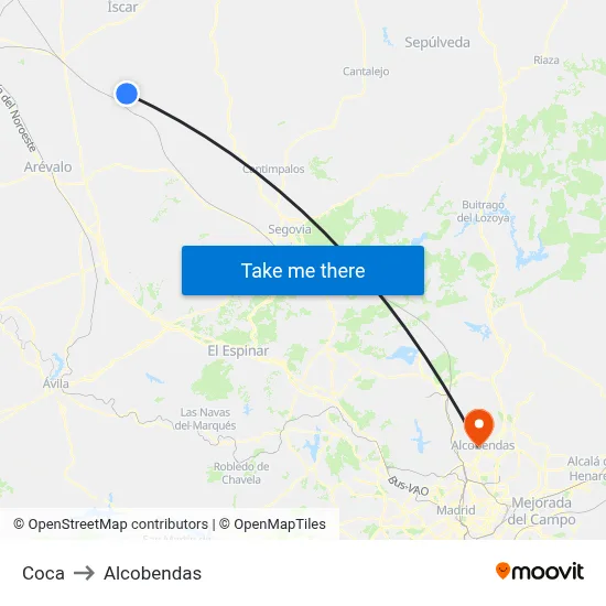 Coca to Alcobendas map