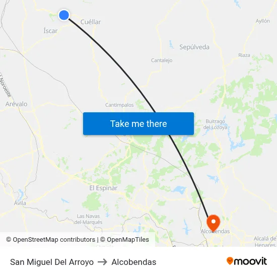 San Miguel Del Arroyo to Alcobendas map